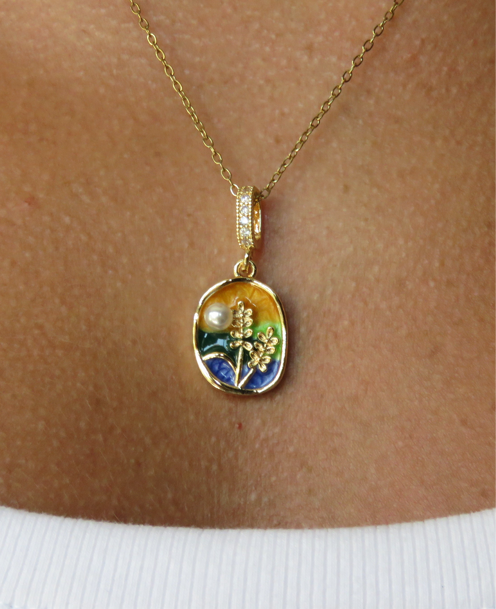 Rainbow Blossom Pearl Necklace
