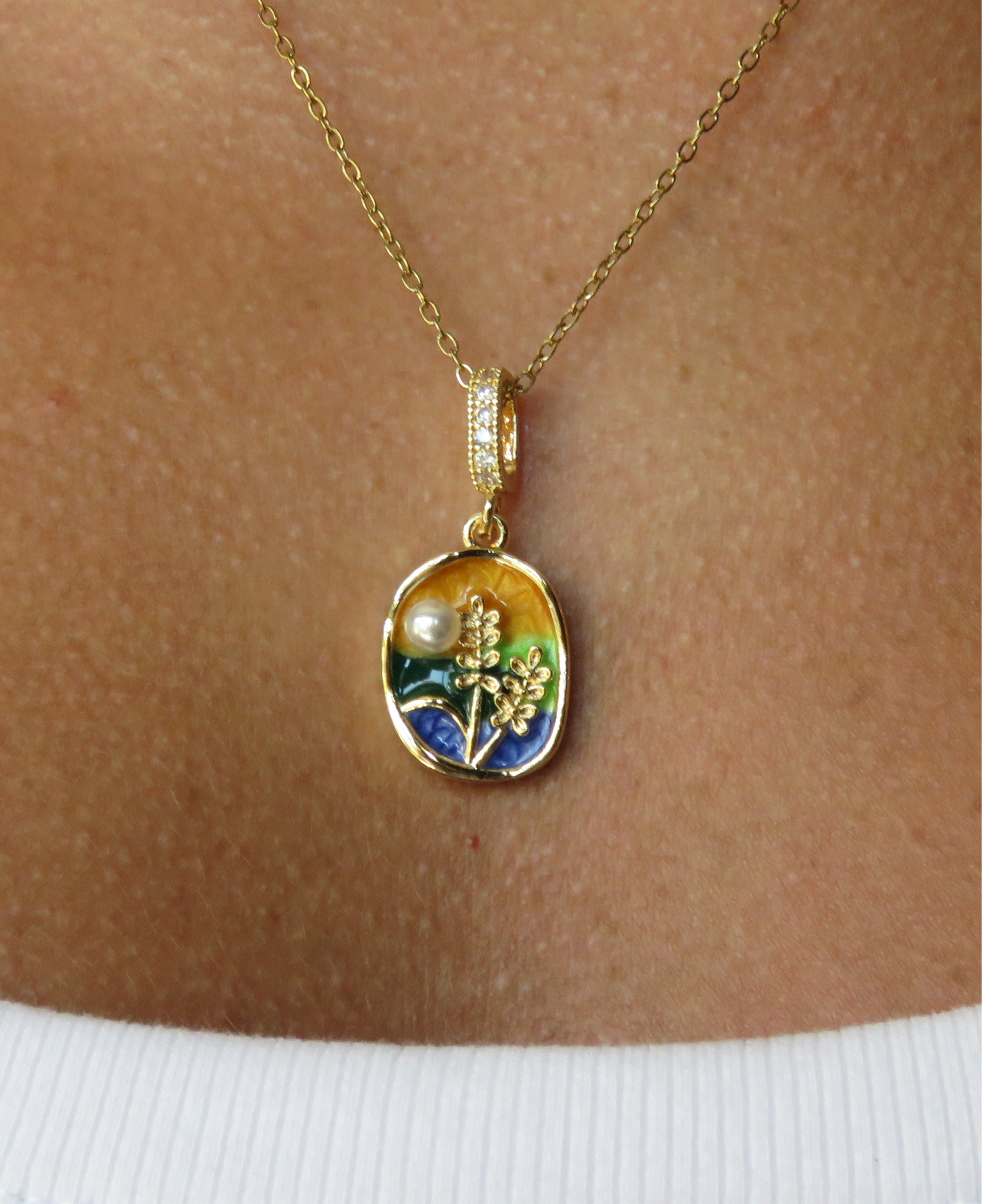 Rainbow Blossom Pearl Necklace