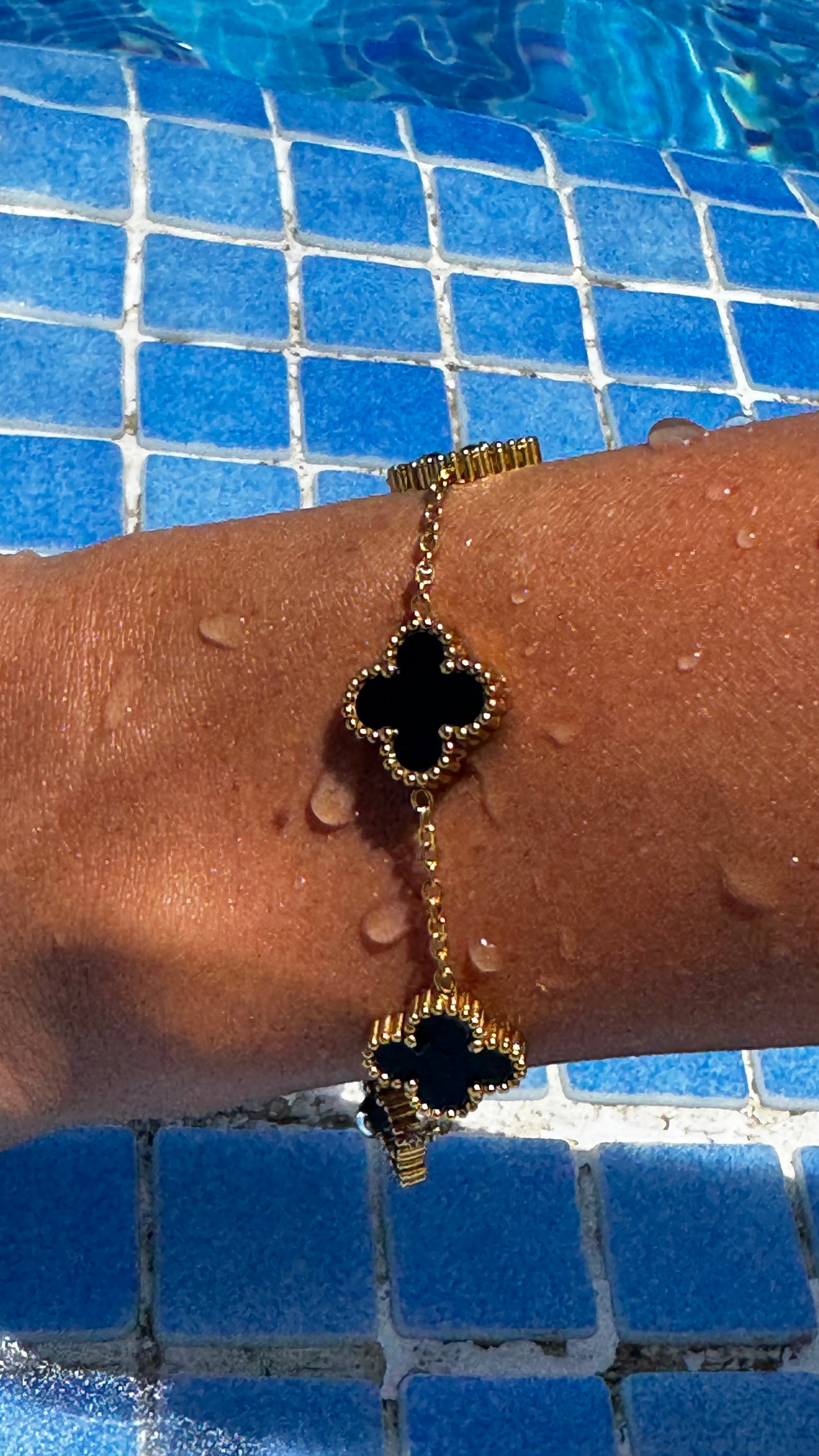 Black Enamel Clover Bracelet