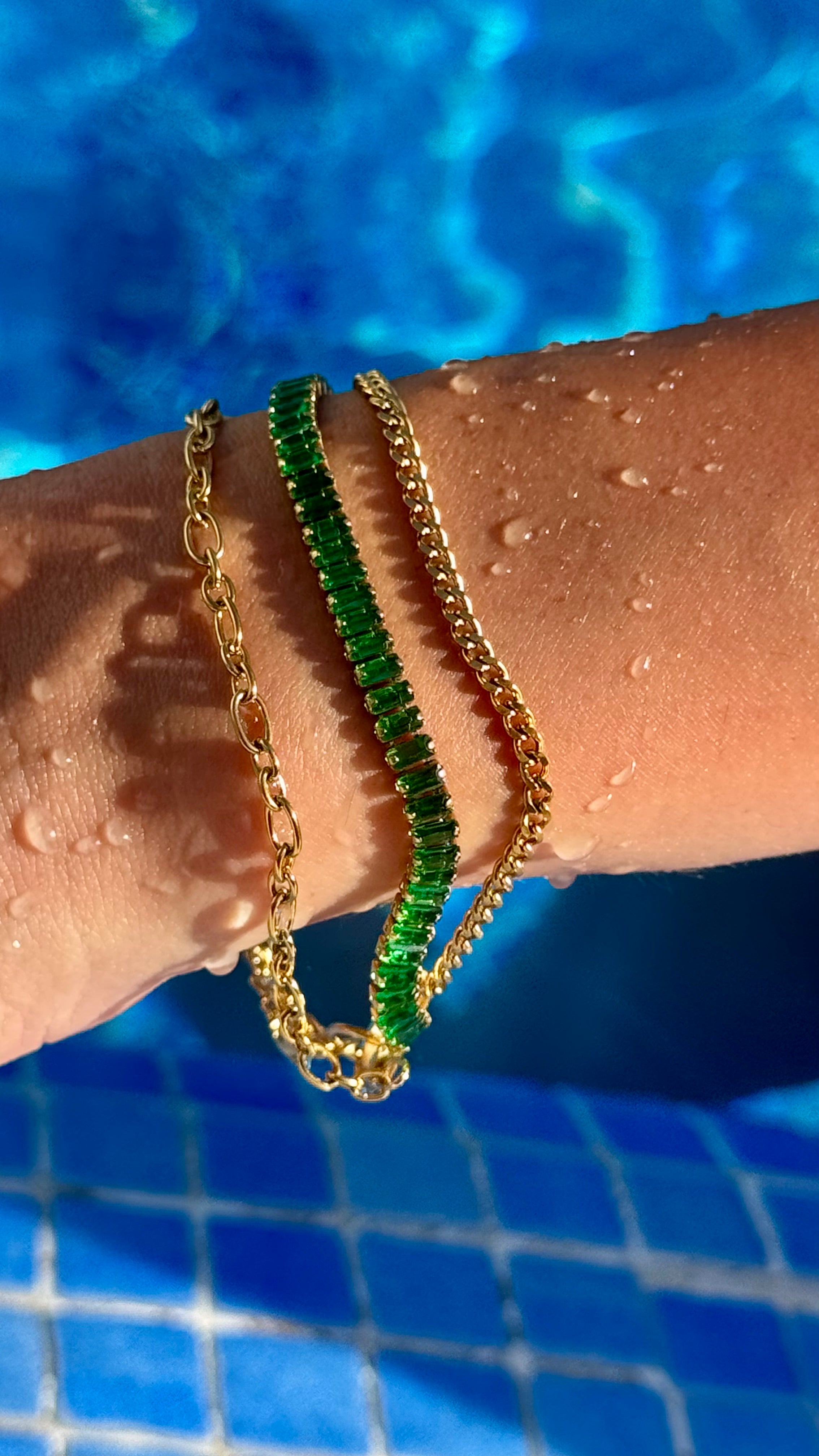 Emerald Chain Bracelet Set