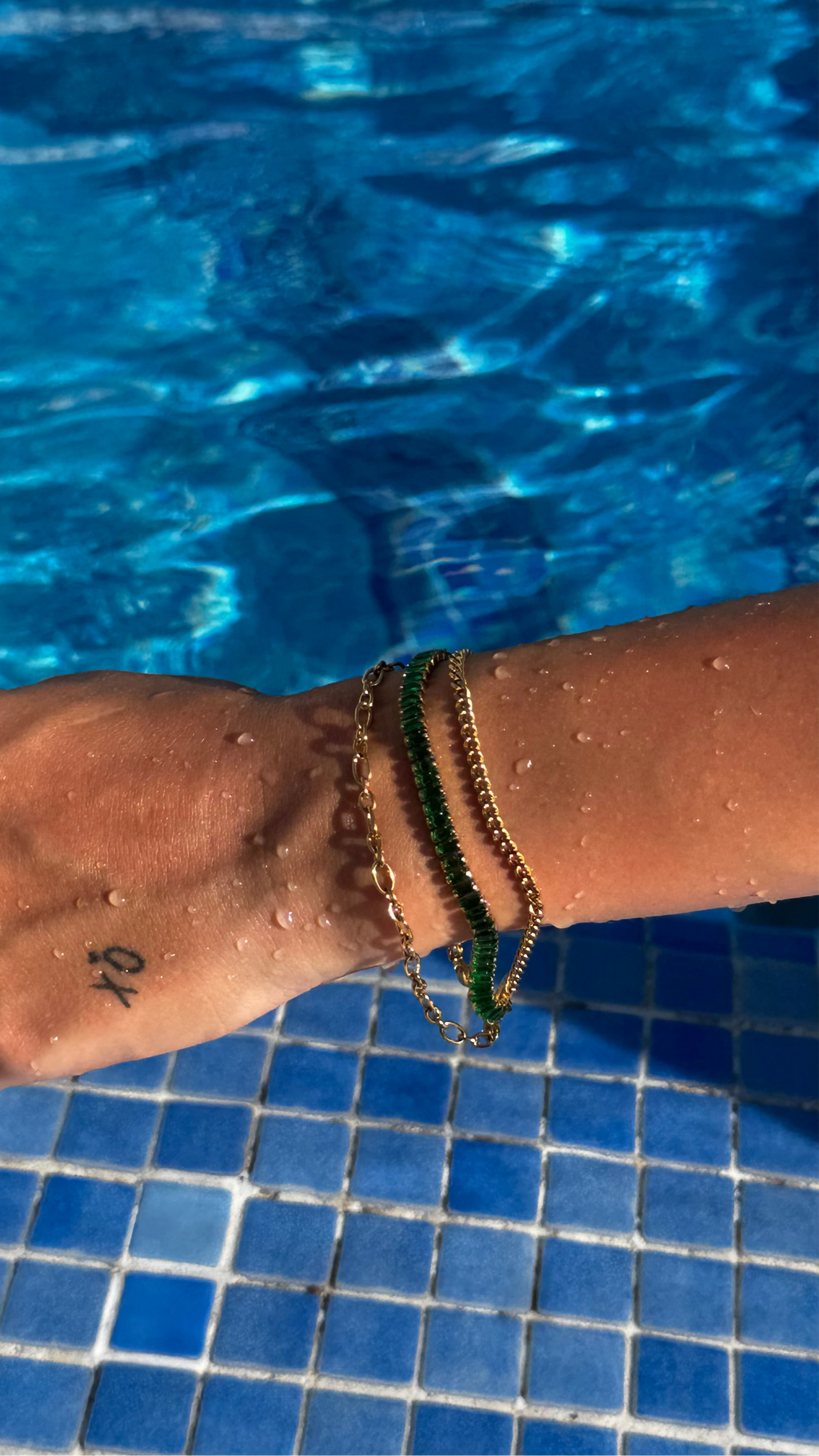 Emerald Chain Bracelet Set