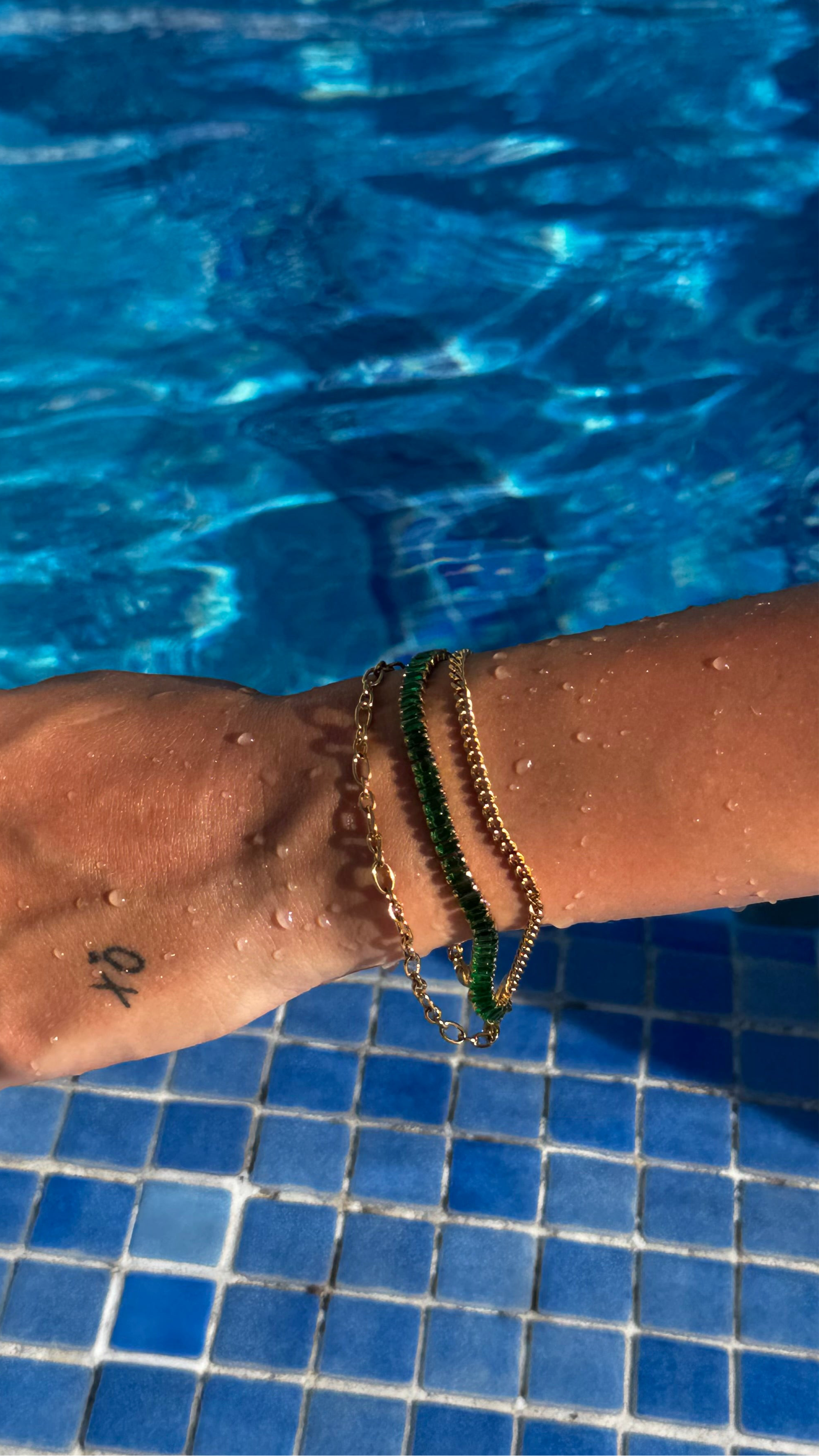 Emerald Chain Bracelet Set