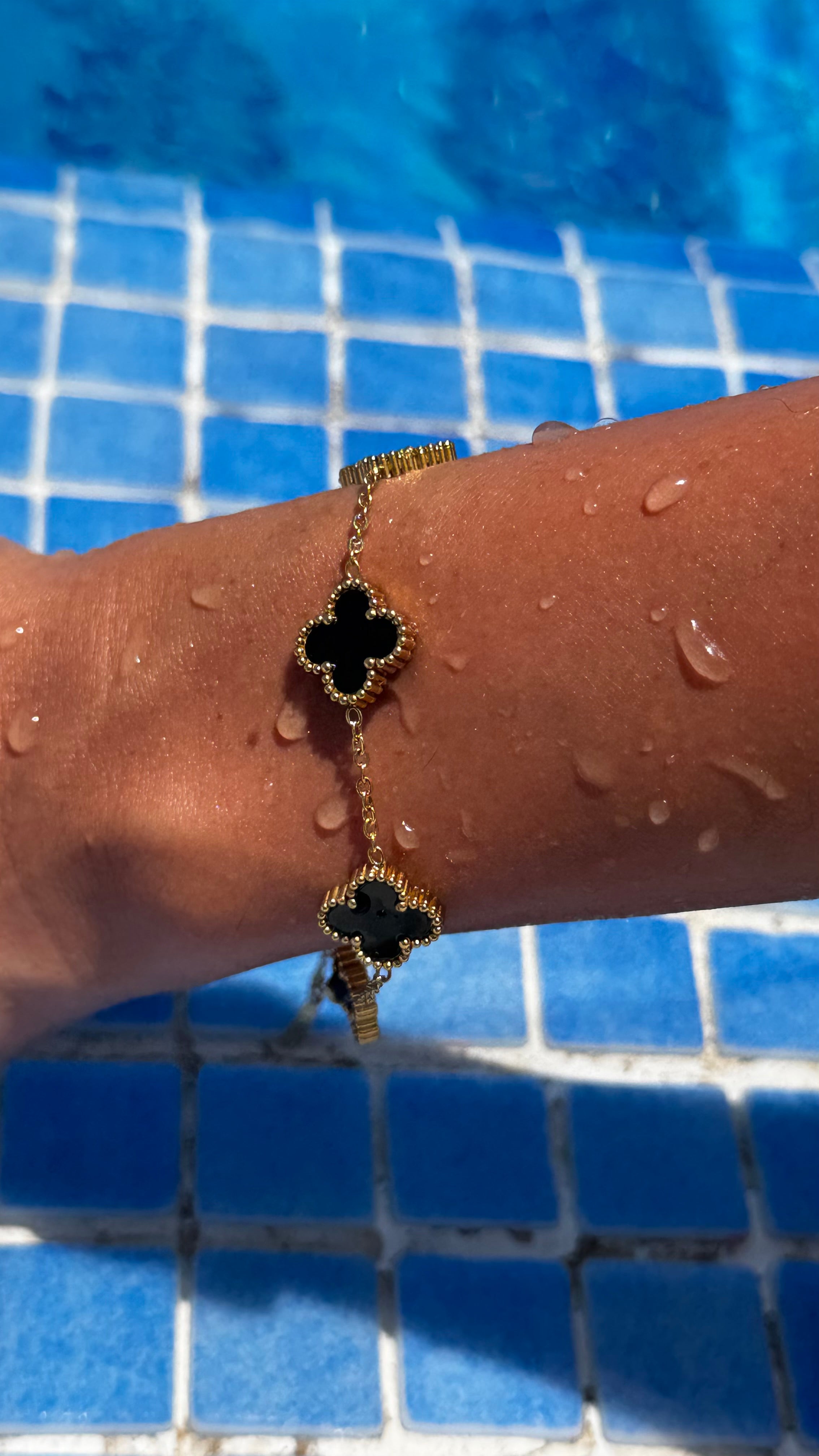 Black Enamel Clover Bracelet