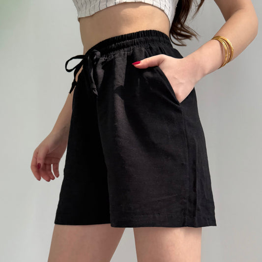 Casual Linen Drawstring Shorts for Women