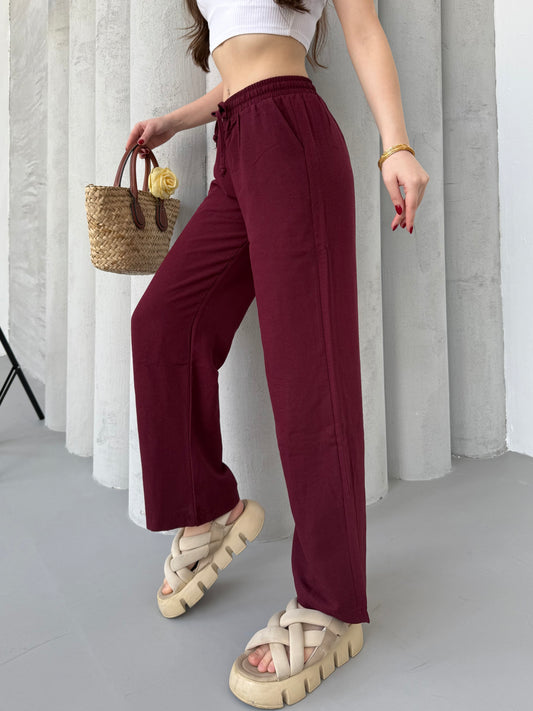 Wide-Leg Linen Pants – Drawstring Waist