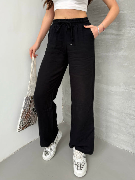 Breathable Muslin Wide-Leg Pants