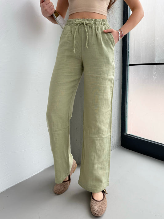 Breathable Muslin Wide-Leg Pants